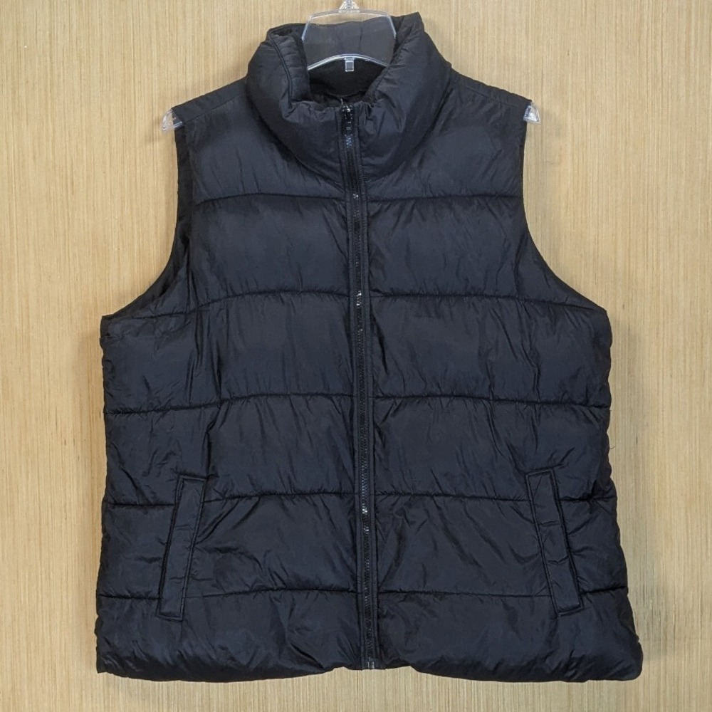 Old Navy Black Puffer Vest Full Zip Quilted Padded Gilet Casual Men's XL
